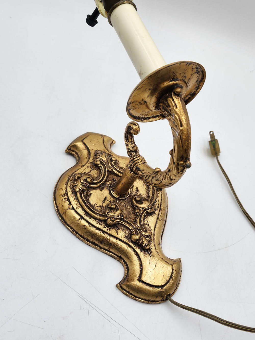 Wood Gilt Vintage Gold Ornate Wall Sconce Plug In Light Lamp
